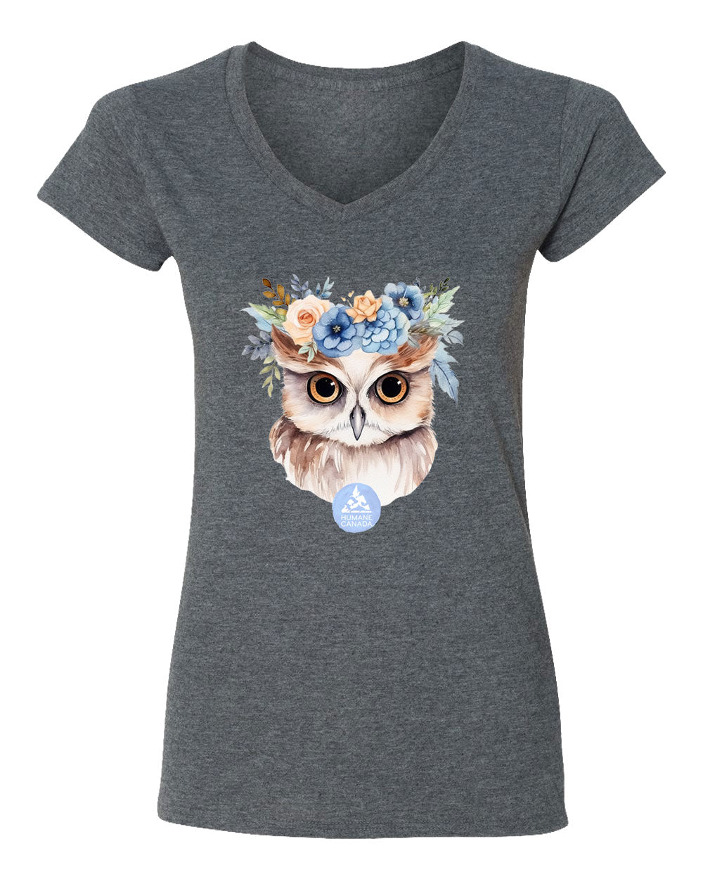 Floral Owl - V-Neck Ladies T-shirt