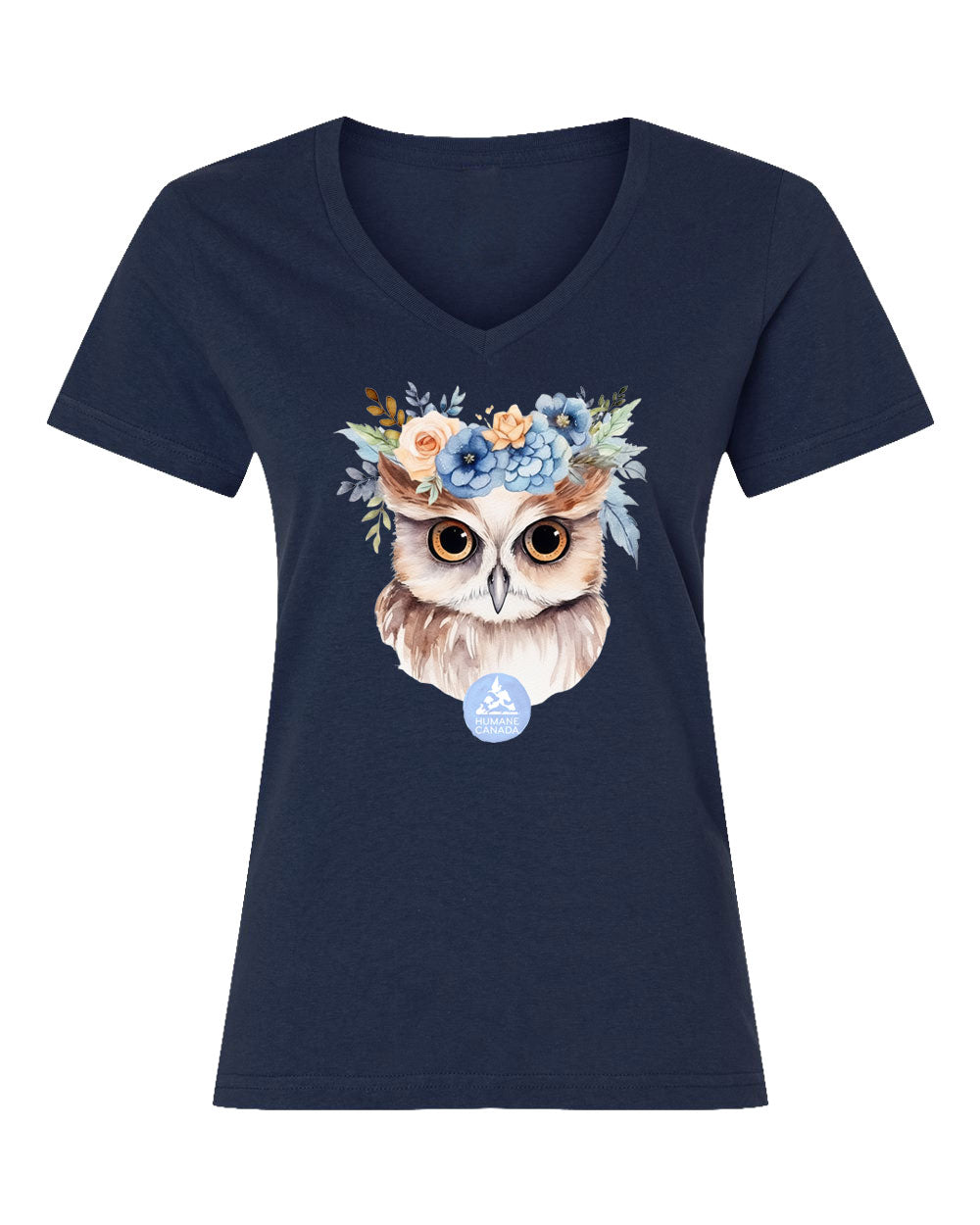 Floral Owl - V-Neck Ladies T-shirt