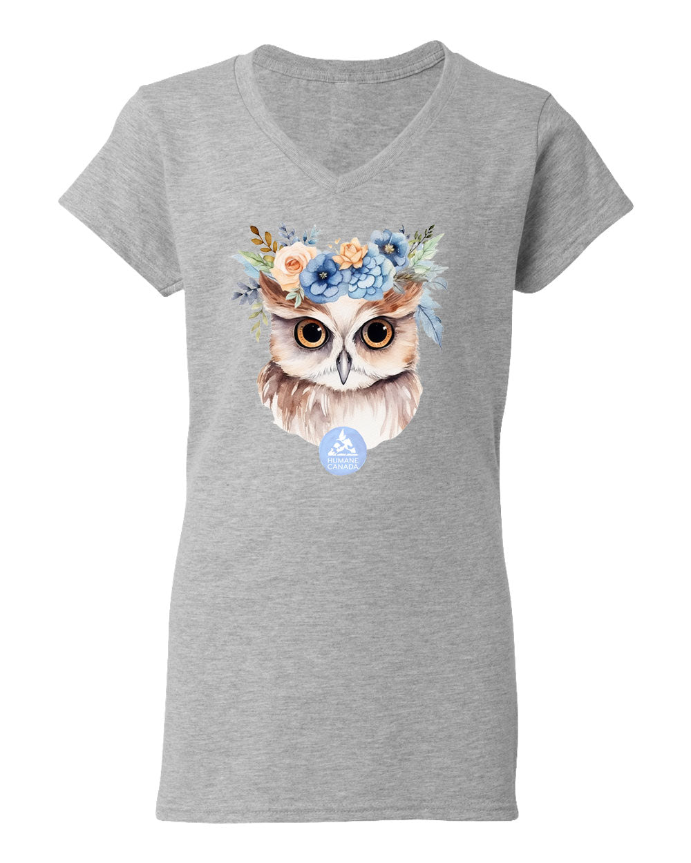 Floral Owl - V-Neck Ladies T-shirt