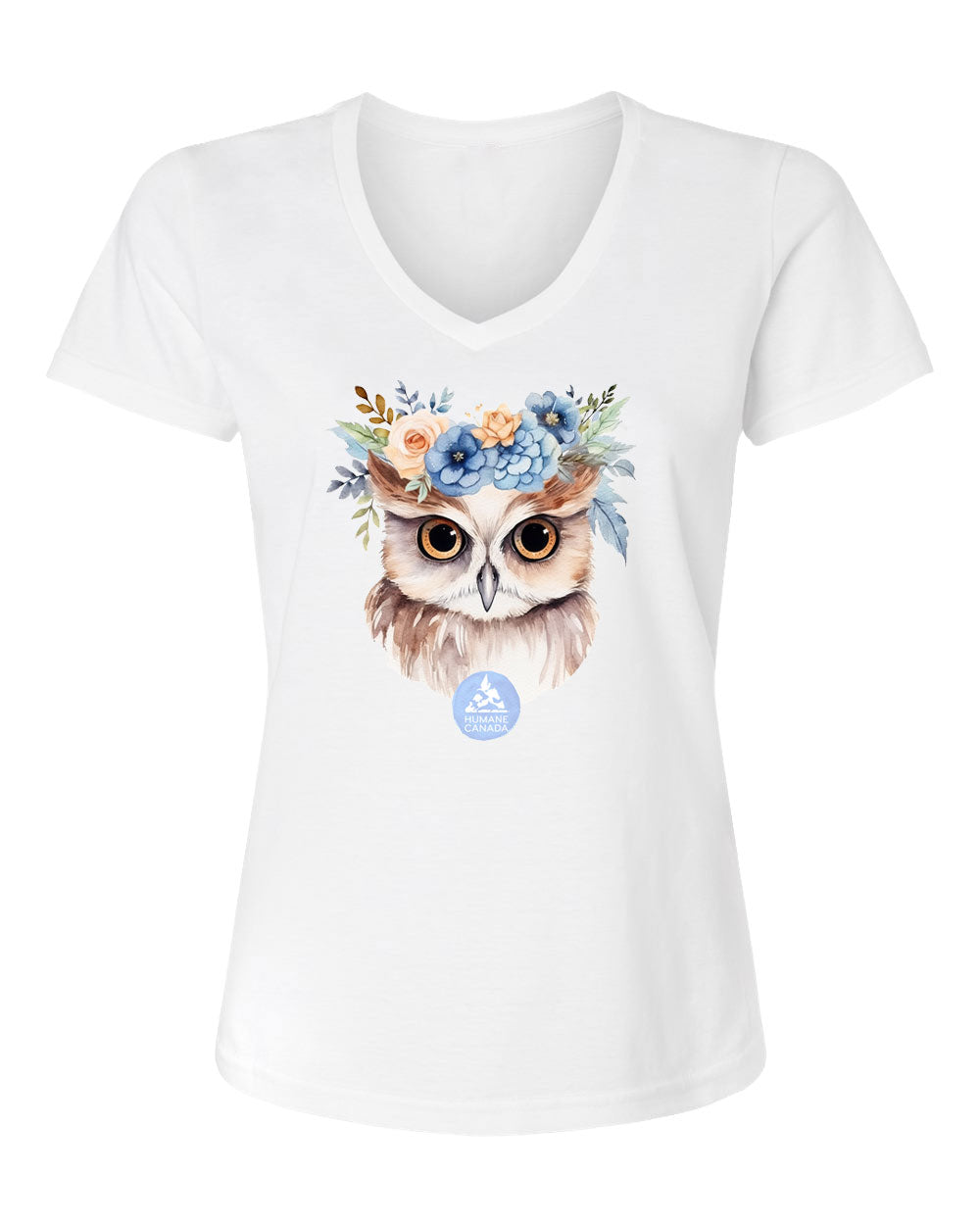 Floral Owl - V-Neck Ladies T-shirt