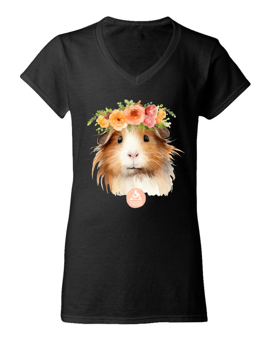 Flower Power Guinea - V-Neck Ladies T-shirt