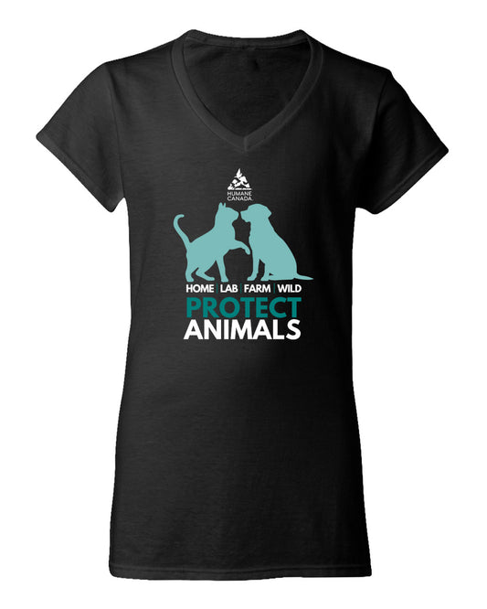 Protect Animals Dog Cat - V-Neck Ladies T-shirt