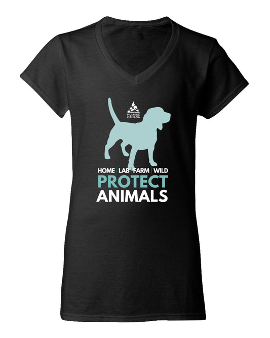 Protect Animals Dog - V-Neck Ladies T-shirt