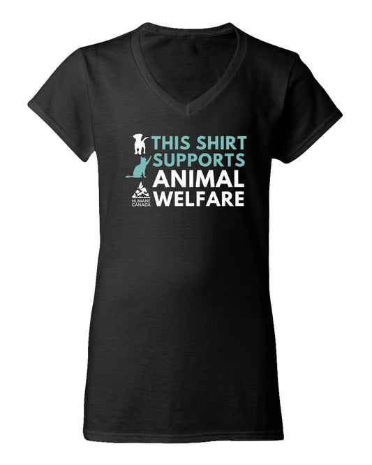 This T-shirt Supports Animals Welfare - V-Neck Ladies T-shirt
