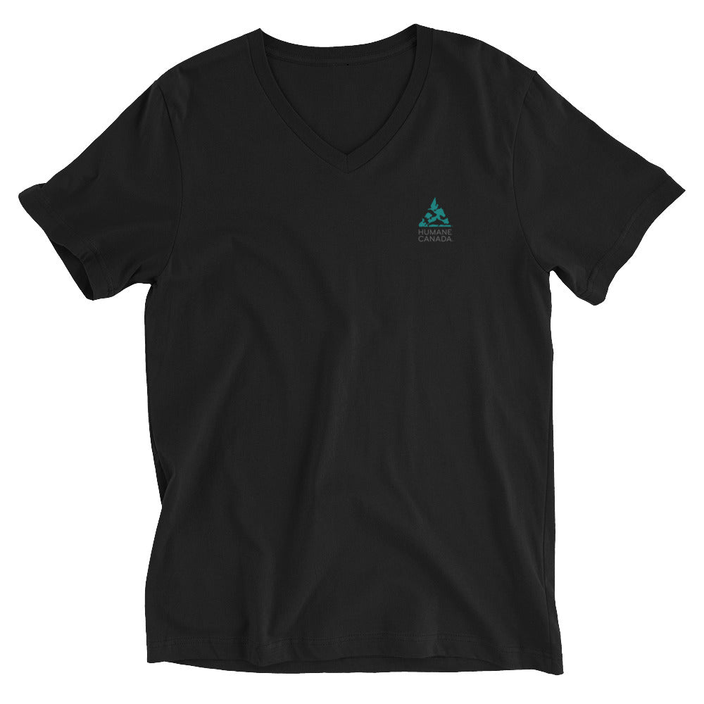 Big or Small - Unisex Short Sleeve Back Print V-Neck T-Shirt