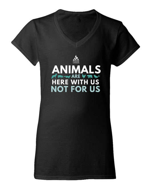 Here with us, not for us - V-Neck Ladies T-shirt