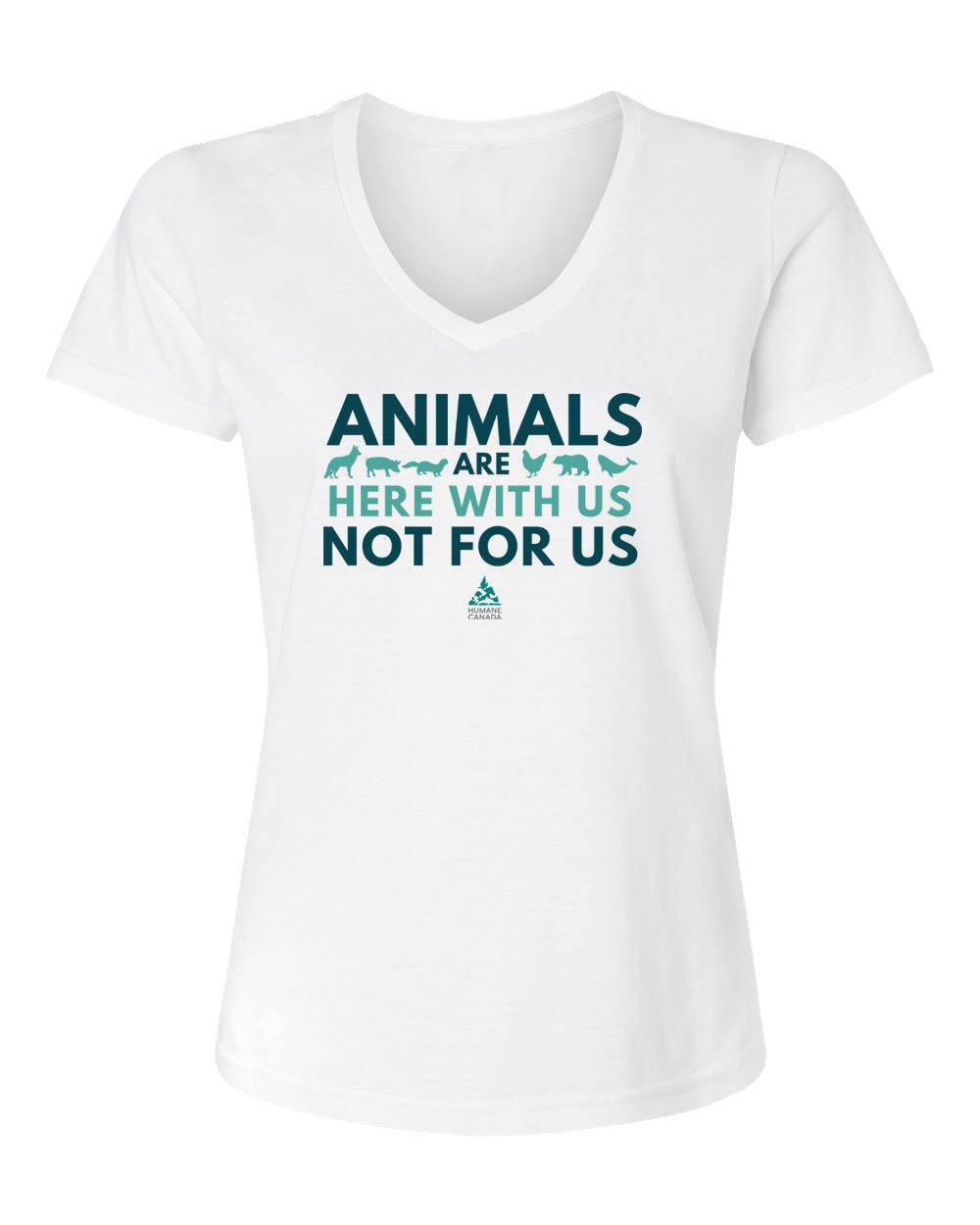 Here with us, not for us - V-Neck Ladies T-shirt